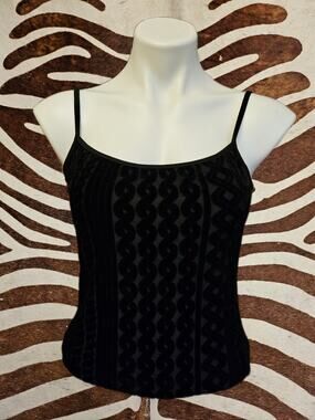Vintage Y2K Dina Bar-El Geometric Velvet Cami Sz M/L Made In USA